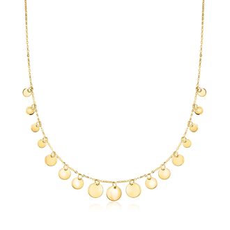 Canaria Canaria Italian 10kt Yellow Gold Graduated Disc Drop Necklace