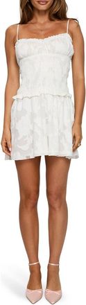Princess Polly Karmic Floral Jacquard Smock Bodice Minidress in White at Nordstrom, Size 2