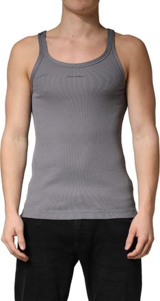 Dolce & Gabbana Gray Sleeveless Round Neck Tank Top Mens T-shirt