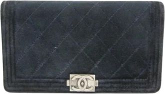 Chanel Pre-owned Boy Lange Portemonnee - Dames - Vintage Accessoires - Blauw - ONE Size - Leer - Vintage
