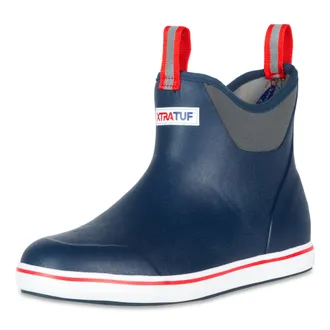Xtratuf Performance Series 6 Inch Mens Full Rubber Ankle Deck Boots - Navy & Red - Size 9