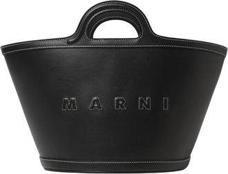 Marni Bucket Leren Tote Tas - Dames - Shoppers - Zwart - ONE Size - Leer - Tassen