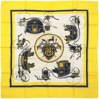 Herm&egrave;s Pre-owned Scarves, female, Yellow, Size: ONE SIZE Pre-owned Carre 90 Silk Scarf