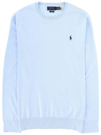 Polo Ralph Lauren Light Blue Crewneck Embroidered Cotton Sweater