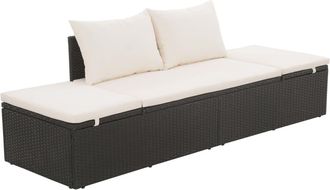vidaXL Cama De Jard&iacute;n 195x60 Cm Rat&aacute;n Sint&eacute;tico Negro Vidaxl