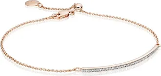 Monica Vinader Rose Gold Skinny Diamond Long Bar Bracelet Diamond