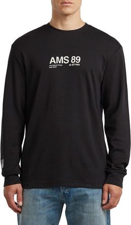 G-Star AMS 89 Logo Graphic Long Sleeve T-Shirt in Dark Black at Nordstrom, Size X-Large