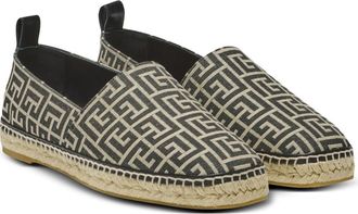 Balmain Monogram Jacquard Espadrille in Gfe Ivory/Black at Nordstrom, Size 13Us