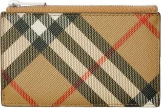 Burberry checkered zip-up cardholder - unisex - Polyester/Polyurethane/Cotton/Cotton/Polyurethane/Lambskin - One Size - Neutrals