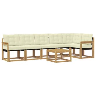 vidaXL Conjunto De Sof&aacute;s De Exterior Con Coj&iacute;n 7 Pcs Blanco Y Crema Vidaxl