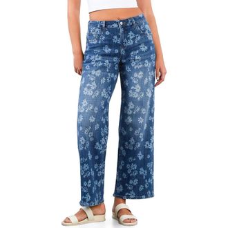 HINT OF BLU Floral Wide Leg Jeans in Floral Denim at Nordstrom, Size 31