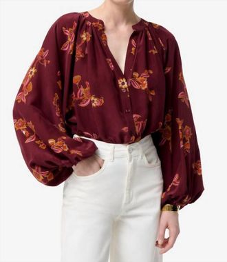 Vanessa Bruno Edme Long Balloon Sleeves Blouse In Burgundy