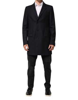 Dolce & Gabbana Dark Blue Wool Men Jacket Coat Blazer Suit Virgin