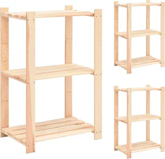vidaXL Vidaxl - Estanter&iacute;a 3 Niveles 3 Unidades Madera Pino Maciza 150 Kg