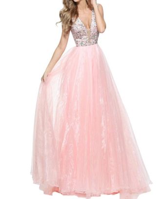 Sherri Hill Sparkly Bodice Prom Dress In Blush Print
