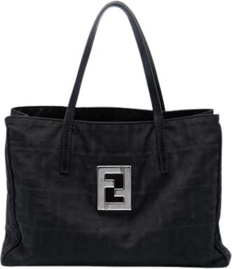 Fendi Pre-owned Tote Bags, female, Black, Size: ONE SIZE Pre-owned Canvas Tote
