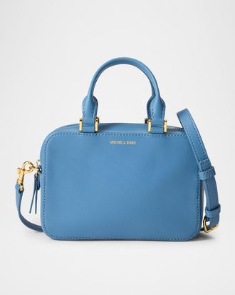 Veronica Beard Boxy Leather Top-Handle Bag