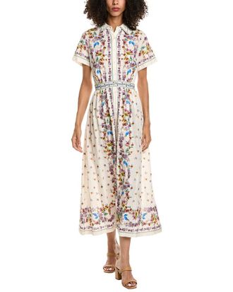 Max Studio Short Sleeve Button Front Midi Dress