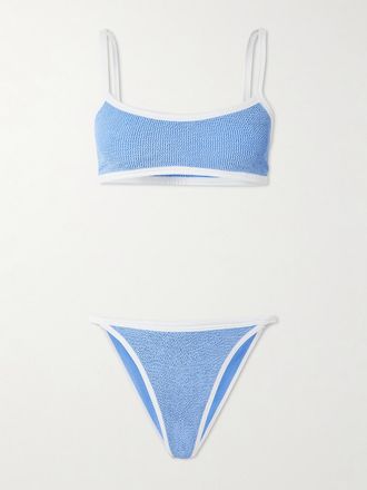 Hunza G Bikini In Original Crinkle Bicolore Tyler - Blu