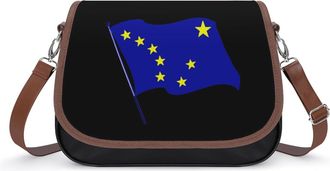 Generic Alaska Flag Womens Leather Crossbody Bags with Adjustable Strap Casual Printed Shoulder Handbag