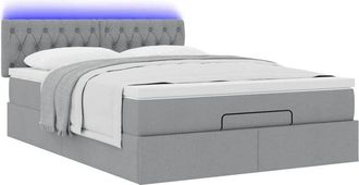 vidaXL Cama Otomana Con Colch&oacute;n Led Gris Claro 140x190 Cm Tela Vidaxl
