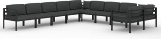 vidaXL Set Muebles De Jard&iacute;n 10 Pzas Y Cojines Aluminio Gris Antracita Vidaxl