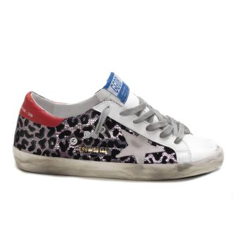 Golden Goose Womens Superstar Leopard Sequin Sneaker In Rose
