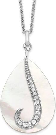 Diamond2Deal Sterling Silver Mother of Pearl Cubic Zirconia Tear From Heaven Necklace