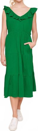 Sugarlips Elaine Ruffle Tiered Midi Dress In Kelly Green