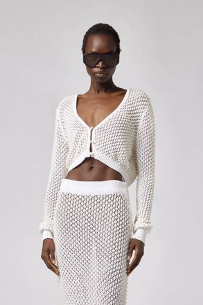 Giuseppe Di Morabito Pearl V-Neck Cardigan In White