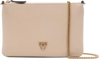 Pinko Flat Classic clutch met logoplakkaat - Beige