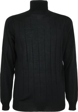 FILIPPO DE LAURENTIIS Groene Merino Coltrui - Heren - Coltruien - Zwart - 3XL - Wol - Truien & Vesten