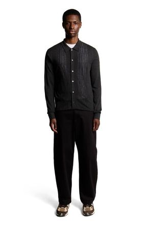 Lyle & Scott Long Sleeve Cable Knitted Shirt in Charcoal Marl at Nordstrom, Size Xx-Large