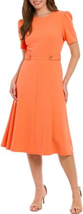 London Times Side Tab Fit & Flare Dress in Persimmon at Nordstrom Rack, Size 14P