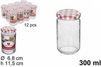 Trade Shop Trade Shop - Set 12 Pz Contenitore Barattolo In Vetro Con Coperchio Barattolini 300ml 114653