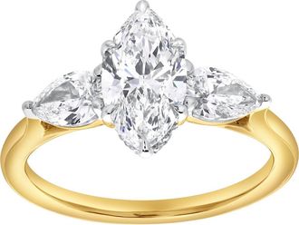 LuvMyJewelry Fallon 2CT Marquise & Pear Three Stone Lab Diamond Ring 14K Gold in 14K Yellow Gold at Nordstrom, Size 7