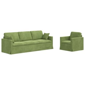 vidaXL Set Di Divani 2 Pz Verde Chiaro Velluto Vidaxl