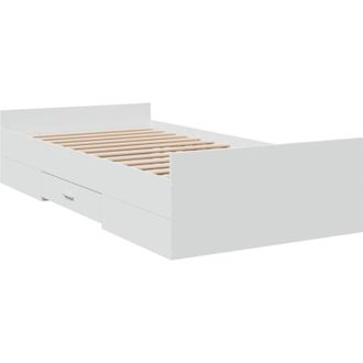 vidaXL Cama Con Cajones Madera De Ingenier&iacute;a Blanca 90x200 Cm Vidaxl