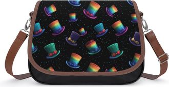 Generic Rainbow Colors Top Hats Womens Crossbody Bag Fashion Shoulder Handbags Message Tote Bag with Adjustable Strap