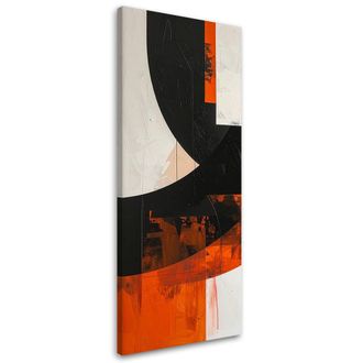 Feeby Impresi&oacute;n De Imagen, Abstracci&oacute;n Formas Negro Naranja, 40x120