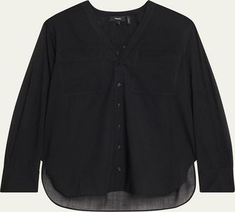 Theory Oversized Lightweight Button-Front Shirt