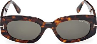 Tom Ford Cielle 52mm Oval Sunglasses in Dark Havana Eco /T Logo at Nordstrom