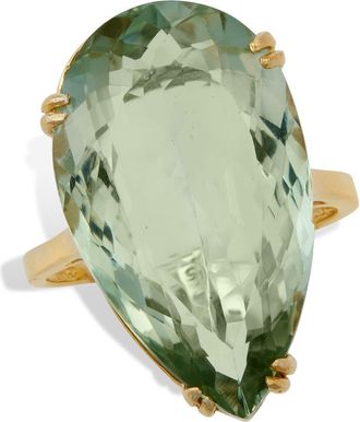 Savvy Cie Jewels 18K Gold Plate Sterling Silver Teardrop Green Quartz Ring in Yellow Gold/Green at Nordstrom Rack, Size 10