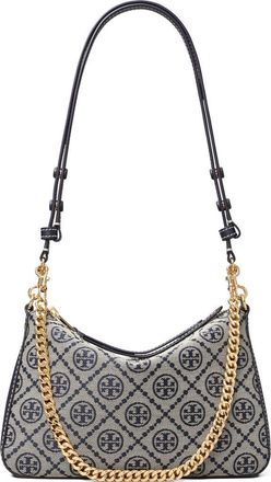 Tory Burch Small Perry T Monogram Jacquard Shoulder Bag in Tory Navy at Nordstrom