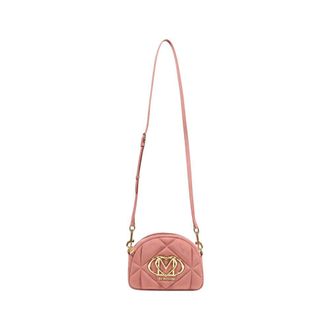 Love Moschino Womens Quilted Suede Shoulder Bag Pink Leather