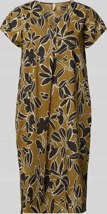 Soyaconcept Knielanges Kleid im Allover-Look Modell FEODORA in Khaki, Gr&ouml;&szlig;e XXL