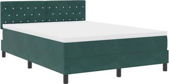 vidaXL Vidaxl - Cama Tipo Box Spring Verde Oscuro 140 X 190 Cm Terciopelo