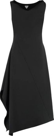 Bottega Veneta Katoenen jurk met zijsplit - Dames - Casual kleedjes - Zwart - M - Katoen - Kleedjes
