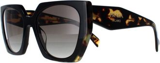 Prada Rectangle Womens Black and Medium Tortoise Light Grey Gradient PR15WS - One Size