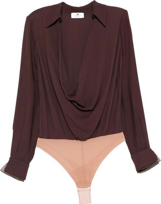 Elisabetta Franchi Draped Long-sleeve Bodysuit
